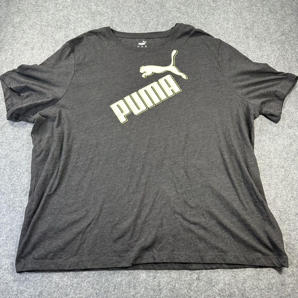 Puma Shirt Mens 4XL Gray Big & Tall Logo Graphic Tee Tagless Jersey Athletic